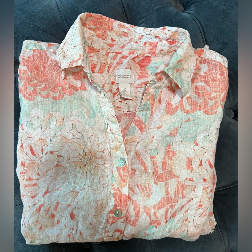 Chico’s 100% Linen Top Size 2 or Large 12